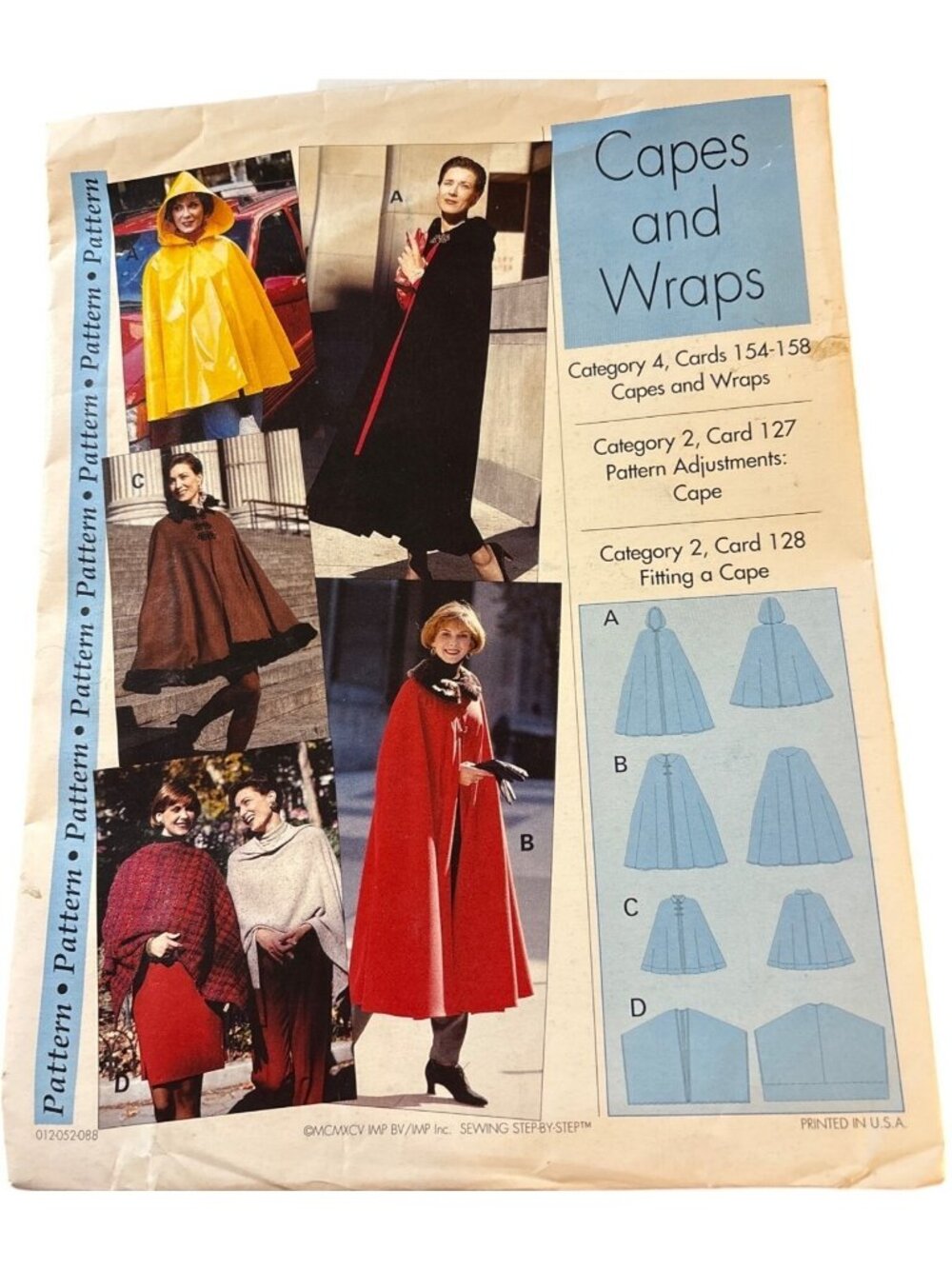 Sewing Pattern McCalls For Misses Capes & Wraps Sizes XS-L 1995 USA Uncut Crafts